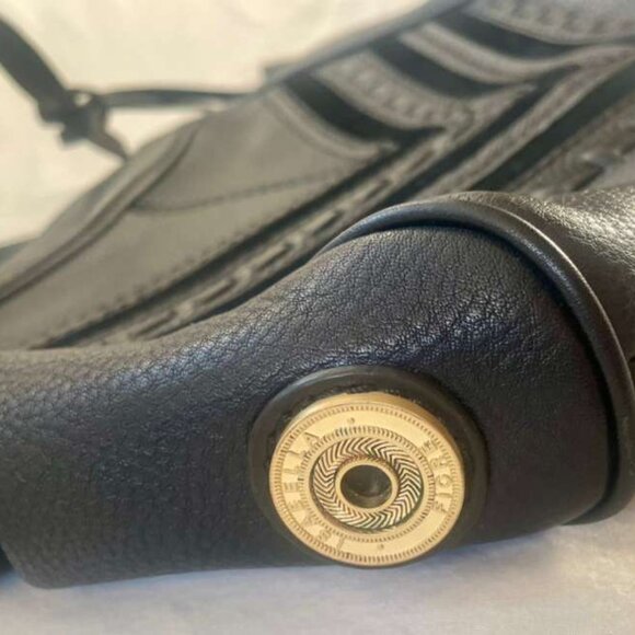 Isabella Fiore Black Leather Purse with Tassel Detail – 13x8.5” - Picture 3 of 9